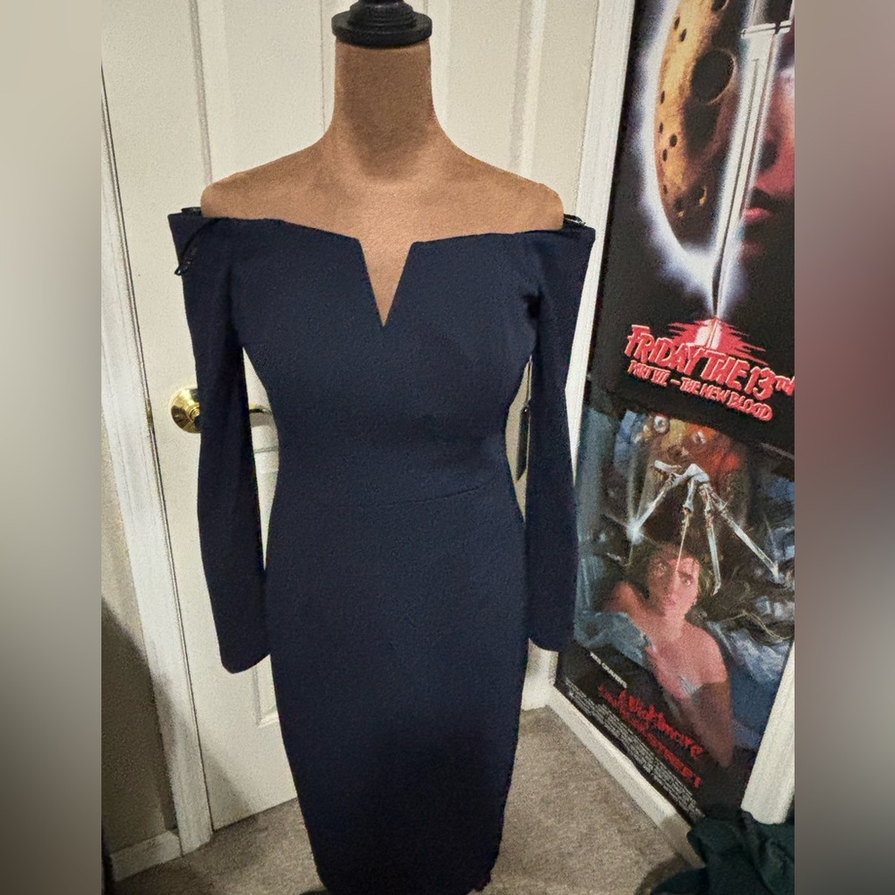 Vince Camuto Off-Shoulder Navy Dress